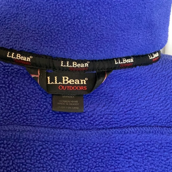 LL BEAN Polar Fleece Quarter Zip Jacket Large Pullover Coat 1/4 Blue Polartec - Picture 9 of 10